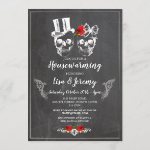 Invitación Calaveras Rosas invitan a Chalk Halloween