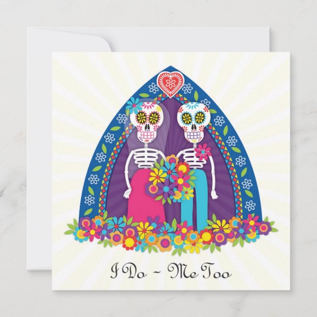 Invitación Calaveras y flores de azúcar personalizado - Hueso (Reverso)