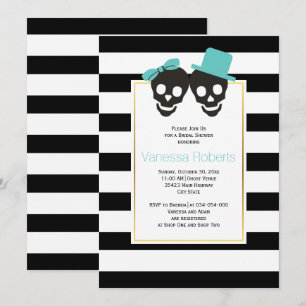 Invitación Calaveras y rayas boda ducha de novia