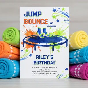 Invitación Calcetines de agarre para salto de cumpleaños en t