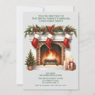 Invitación Calcetines de chimenea presentan fiesta verde