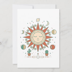 Invitación Calcomanía redonda del desierto celestial - Sol Lu