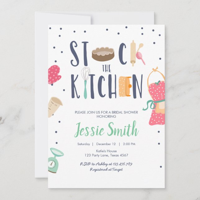 Invitación Calcula la cocina de la ducha de novia horneando (Anverso)
