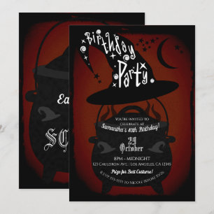 Invitación Caldero de Bruja Antiguo Fiesta de Cumpleaños de H
