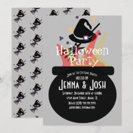 Invitación Caldero de Bruja Disfraz Espeluznante de Halloween