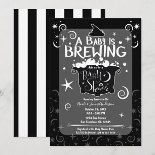 Invitación Caldero de Cerveza Embrujado para Baby Shower de H