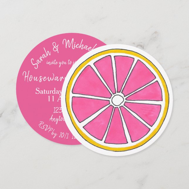 Invitación Caldo de cítricos de púrpura rosa Fruta tropical d (Anverso / Reverso)
