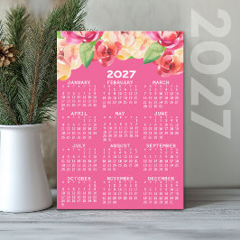 Invitación Calendario 2027 con Flores de Acuarela Pintadas