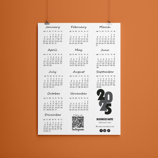 Invitación Calendario Básico de Kalender Deutsch 2025 Year (2025 Year Calendar Basic Black And White Invitation)