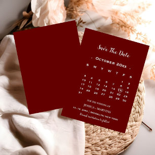 Invitación Calendario burdeos moderno sin foto para guardar l