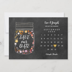 Invitación Calendario Corazón Mason Jar Pizarra Guarda la Fec