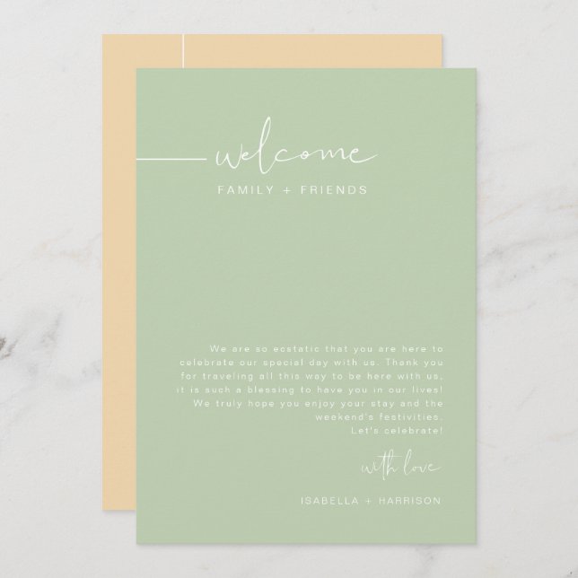 Invitación Calendario de bienvenida de fin de semana de LEAH  (Anverso / Reverso)