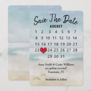 Invitación Calendario de boda para guardar la fecha Estrella 