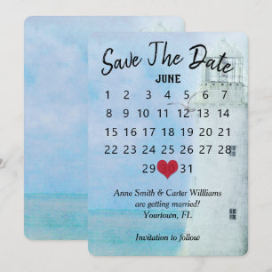 Invitación Calendario de Bodas Guardar la Fecha Faro