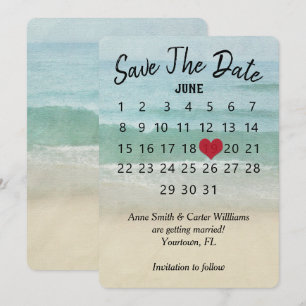 Invitación Calendario de bodas para guardar la fecha Playa de