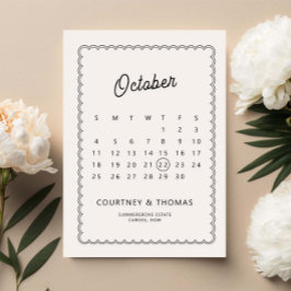 Invitación Calendario de borde escalonado minimalista Guardar