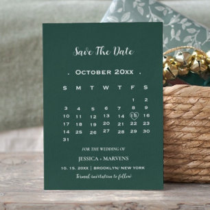 Invitación Calendario de esmeralda moderno no foto guardar fe