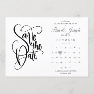Invitación Calendario de fecha de guardado del 25º aniversari