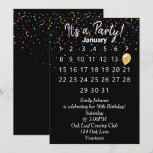 Calendario de fiestas de cumpleaños con confetti