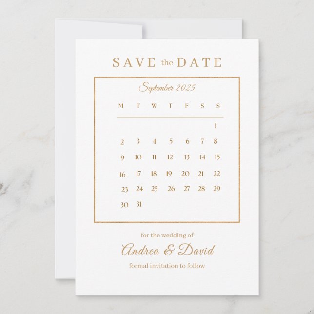 Invitación Calendario de guardar la fecha de la boda (Anverso)