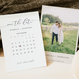 Invitación Calendario de guión moderno Save the Date