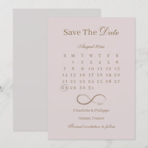 Invitación Calendario de Infinity Dusty Pink Save The Date Bo