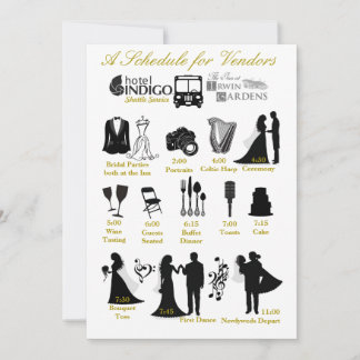 Invitación Calendario de Itinerario de Boda para Proveedores