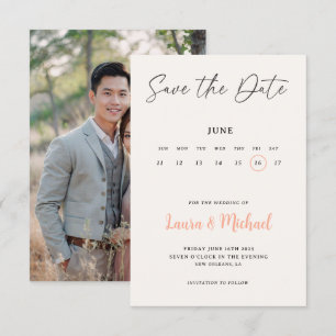 Invitación Calendario de moda para guardar la fecha con foto