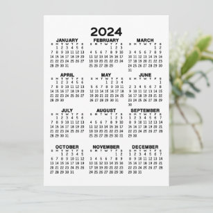 Invitación Calendario de vista de año completo de 2024 - Míni