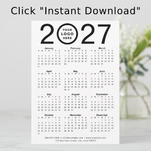 Invitación Calendario digital personalizado 2027 con logotipo