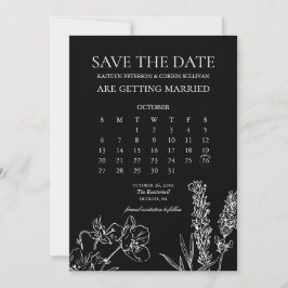 Invitación Calendario Elegante Gótico de Flor Silvestre Save 