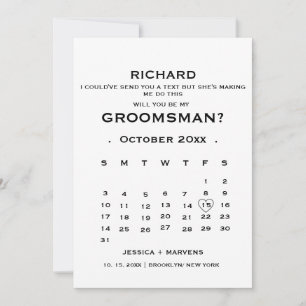 Invitación Calendario elegante Propuesta de Groomsman