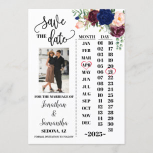 Invitación Calendario fotográfico para salvar la fecha boda d