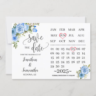 Invitación calendario guardar la fecha Día de la boda floral