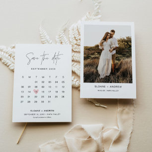 Invitación Calendario HARLOW Guardar la fecha Boda Minimalist