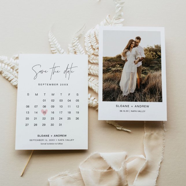 Invitación Calendario HARLOW Guardar la fecha Boda Minimalist (Subido por el creador)