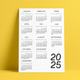 Invitación Calendario Kalender Deutsch 2025 Blanco Y Negro