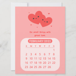 Invitación Calendario Mensual de Corazones Motivacionales de