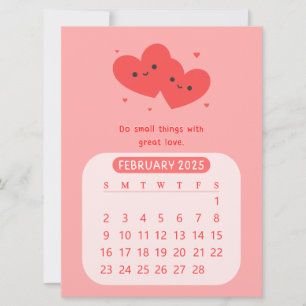 Invitación Calendario Mensual de Corazones Motivacionales de