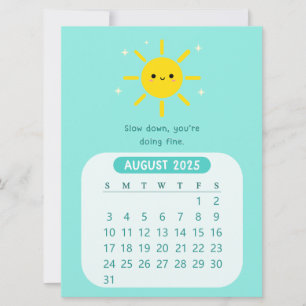 Invitación Calendario mensual de motivación Kawaii de agosto