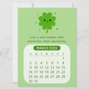 Invitación Calendario mensual motivacional lindo de marzo de
