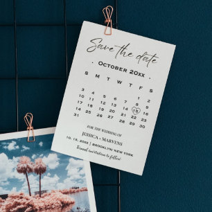 Invitación Calendario minimalista moderno foto guardar fecha