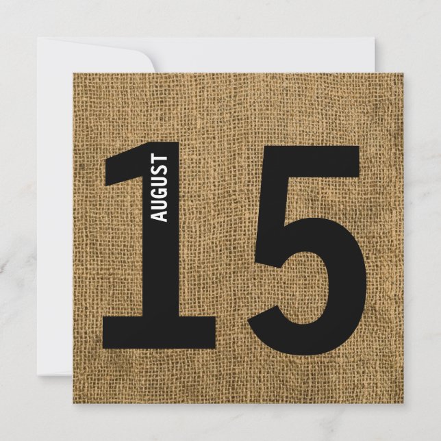 Invitación Calendario Moderno de Burlap Bold Soltero o Cumple (Anverso)