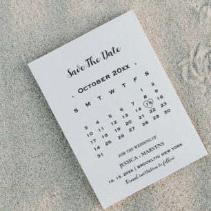 Invitación Calendario moderno de caligrafía no foto guardar l