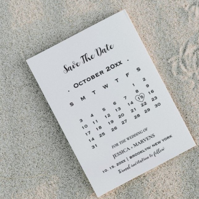 Invitación Calendario moderno de caligrafía no foto guardar l (Subido por el creador)