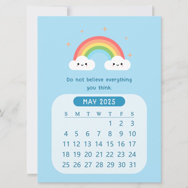 Invitación Calendario Motivacional De Las Nubes Cutas Mensual (Anverso)
