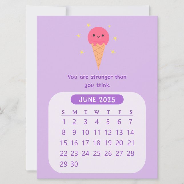 Invitación Calendario Motivacional Mensual Kawaii de 2025 de  (Anverso)