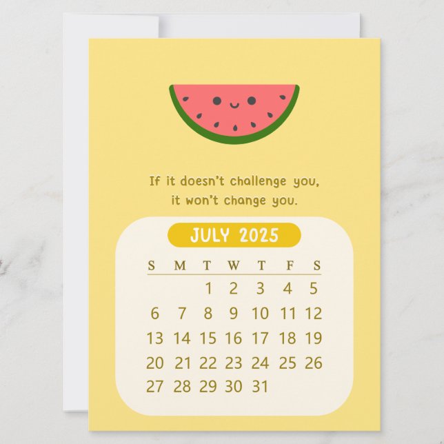 Invitación Calendario Motivacional Mensual Kawaii de 2025 de  (Anverso)