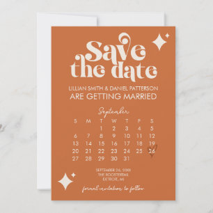 Invitación Calendario Retro de Boda Save The Date