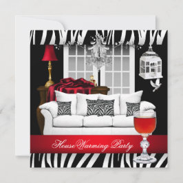 Invitación Calentamiento de Casa Rojo Blanco Negro Candil Ceb